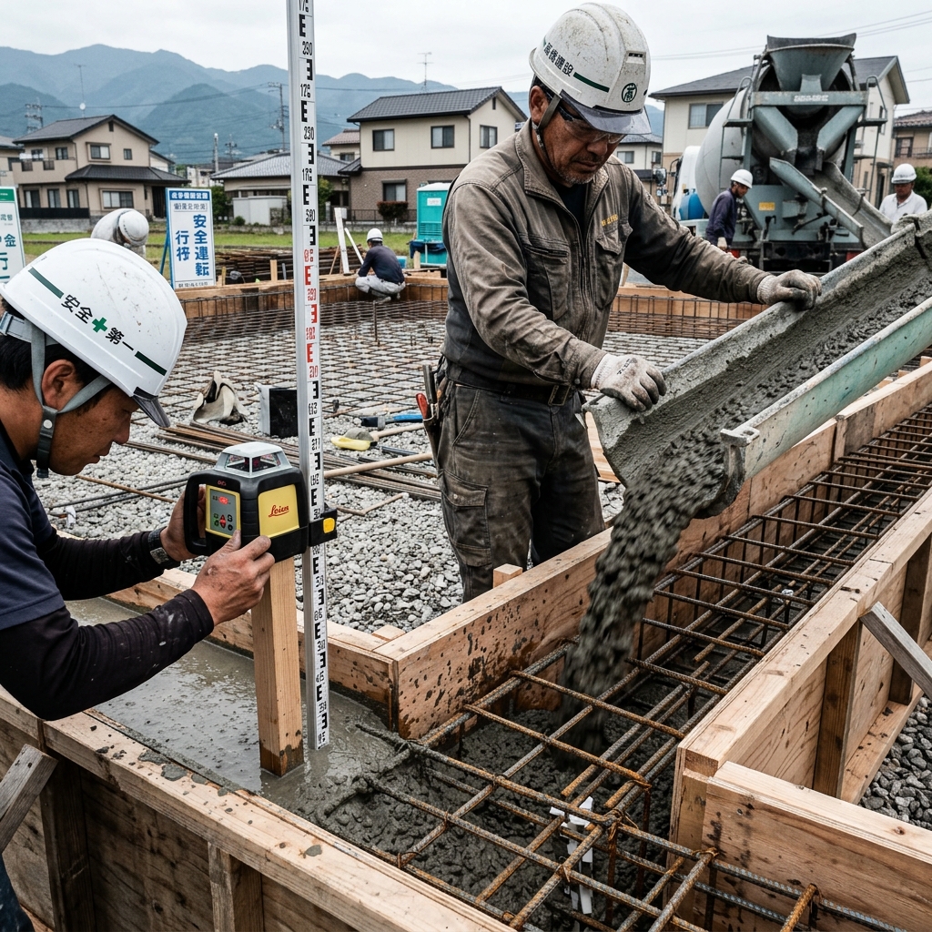 基礎工事の配筋検査の様子
