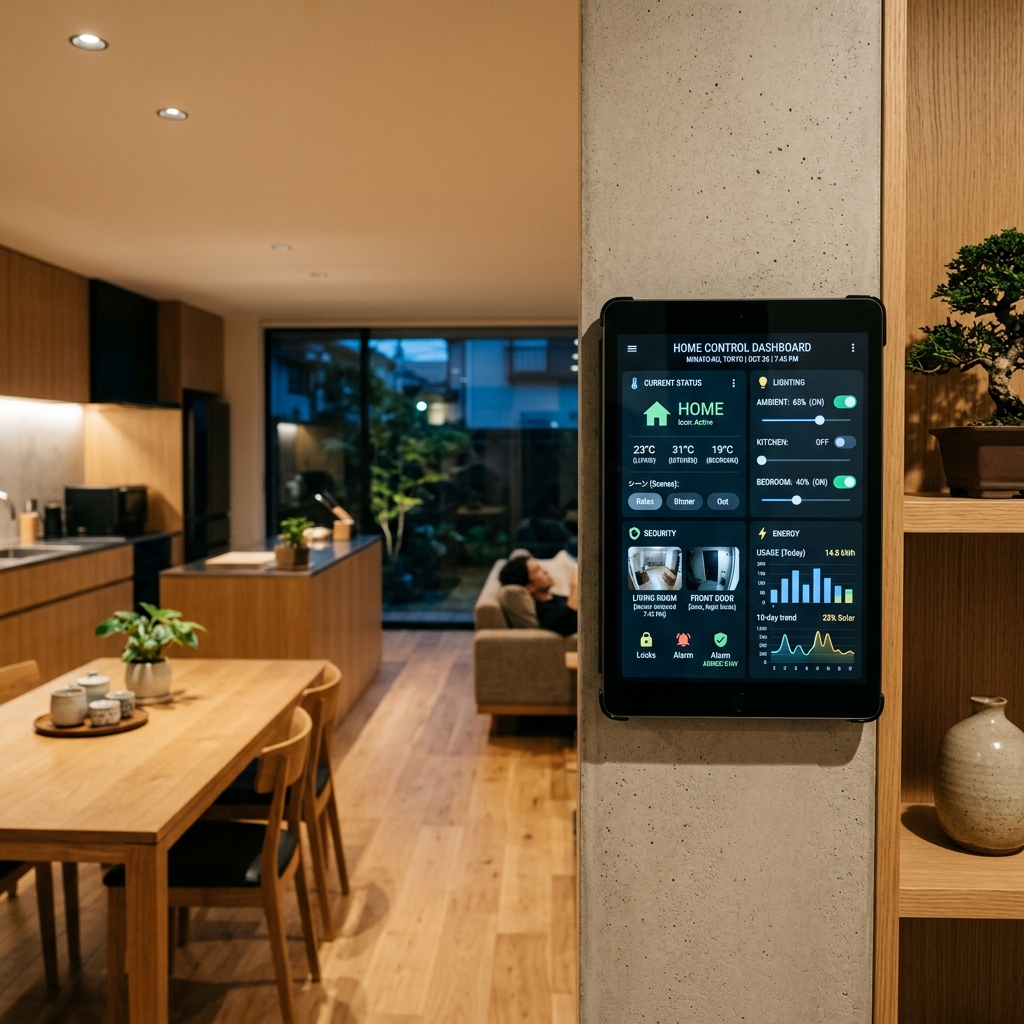 スマートホームの制御パネル画面